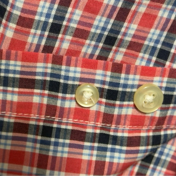NEW Chaps Red Blue Casual Button Down Plaid Short Sleeve Shirt Size XL Perfect - Picture 12 of 13